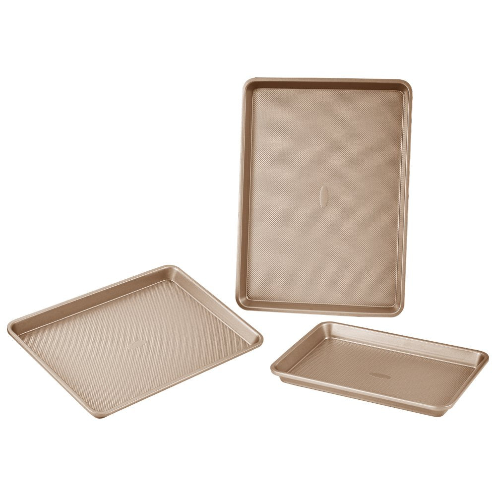 Q8112 - 3 Square Pans Carbon Steel Bakeware Set, Non-Stick Finish