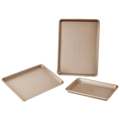 Q8112 - 3 Square Pans Carbon Steel Bakeware Set, Non-Stick Finish