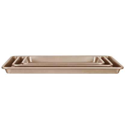 Q8112 - 3 Square Pans Carbon Steel Bakeware Set, Non-Stick Finish