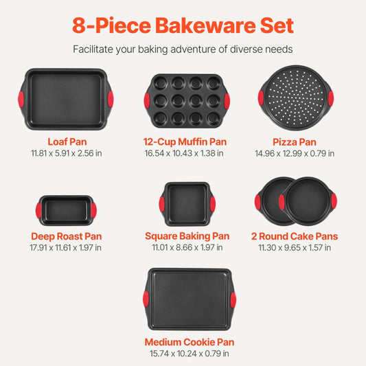 QT025-8 - 8-Piece Non-Stick Carbon Steel Bakeware Set for All Baking Needs