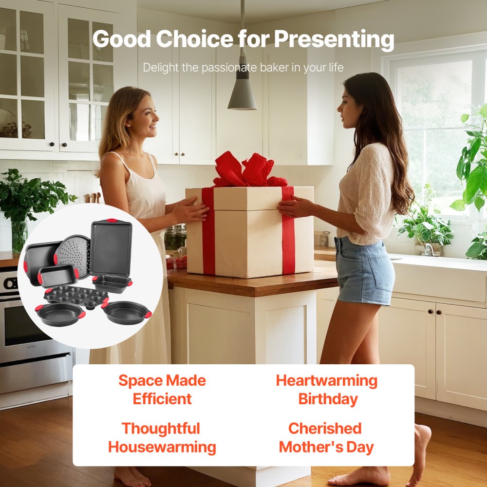 QT025-8 - 8-Piece Non-Stick Carbon Steel Bakeware Set for All Baking Needs