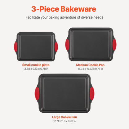 Q4221 - 3-Piece Non-Stick Carbon Steel Baking Pan Set for All Uses