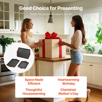 Q4221 - 3-Piece Non-Stick Carbon Steel Baking Pan Set for All Uses