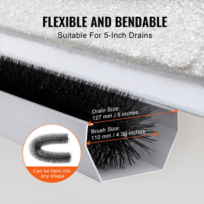 0809-10 - 30ft Gutter Brush, 4.33" Diameter, Durable Debris Barrier