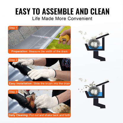 0809-27 - VEVOR 80ft Gutter Brush for Easy Leaf Prevention