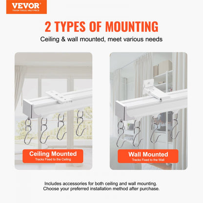 SZ-101A - Room Divider Ceiling Curtain Track Set 8.9 FT with Easy Install Hooks