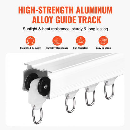 SZ-101A - Room Divider Ceiling Curtain Track Set 8.9 FT with Easy Install Hooks