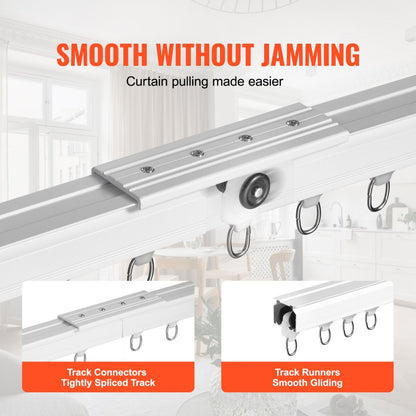 SZ-101A - Room Divider Ceiling Curtain Track Set 8.9 FT with Easy Install Hooks