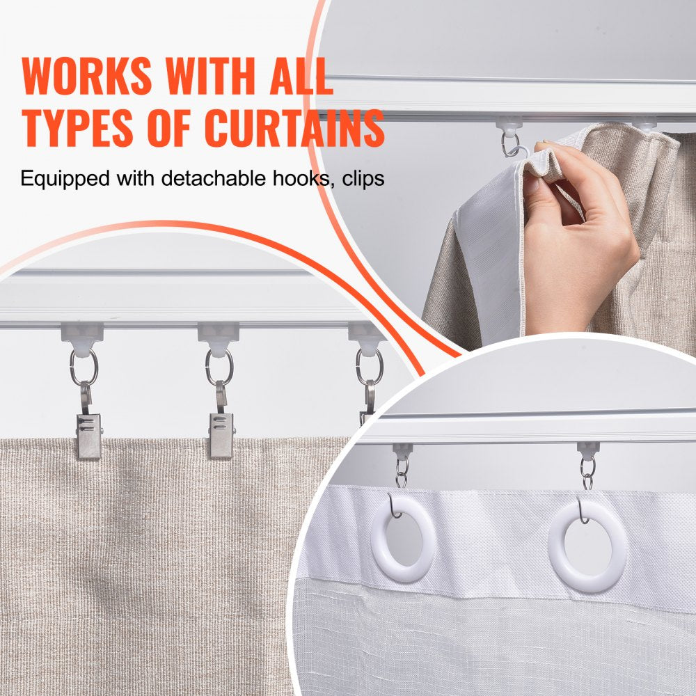 SZ-101A - 17.7 FT Ceiling Curtain Track Set with Hooks for Room Dividers