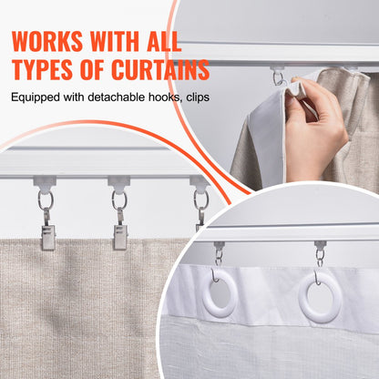 SZ-101A - 17.7 FT Ceiling Curtain Track Set with Hooks for Room Dividers
