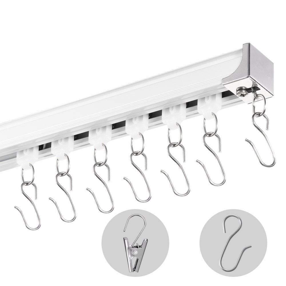 SZ-101A - 17.7 FT Ceiling Curtain Track Set with Hooks for Room Dividers