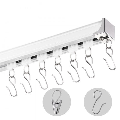 SZ-101A - 17.7 FT Ceiling Curtain Track Set with Hooks for Room Dividers