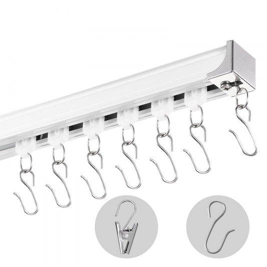 SZ-101A - 17.7 FT Ceiling Curtain Track Set with Hooks for Room Dividers