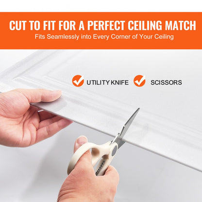 JQ-01 - Waterproof 20x20in Ceiling Tiles, Easy DIY Installation, Paintable Finish