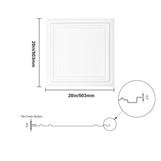 JQ-01 - Waterproof 20x20in Ceiling Tiles, Easy DIY Installation, Paintable Finish