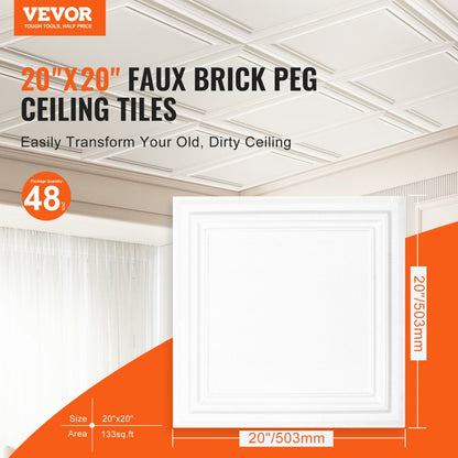 JQ-02 - Waterproof 20x20" Ceiling Tiles, Easy Install, Customizable Design