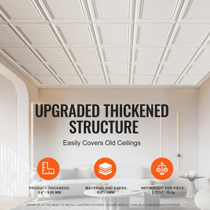 JQ-02 - Waterproof 20x20" Ceiling Tiles, Easy Install, Customizable Design