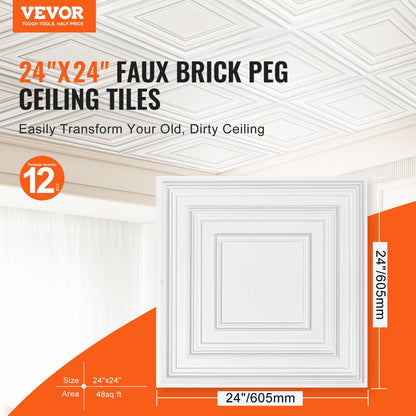 DH-01 - Waterproof 24x24 PVC Ceiling Tiles, Easy Install & Paintable Design