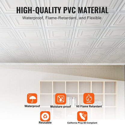 DH-01 - Waterproof 24x24 PVC Ceiling Tiles, Easy Install & Paintable Design