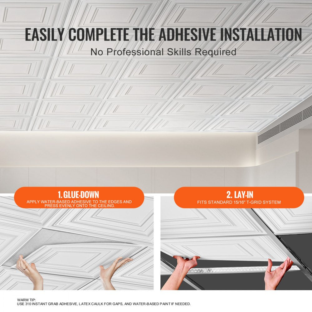 DH-01 - Waterproof 24x24 PVC Ceiling Tiles, Easy Install & Paintable Design