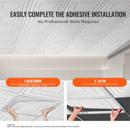 DH-01 - Waterproof 24x24 PVC Ceiling Tiles, Easy Install & Paintable Design