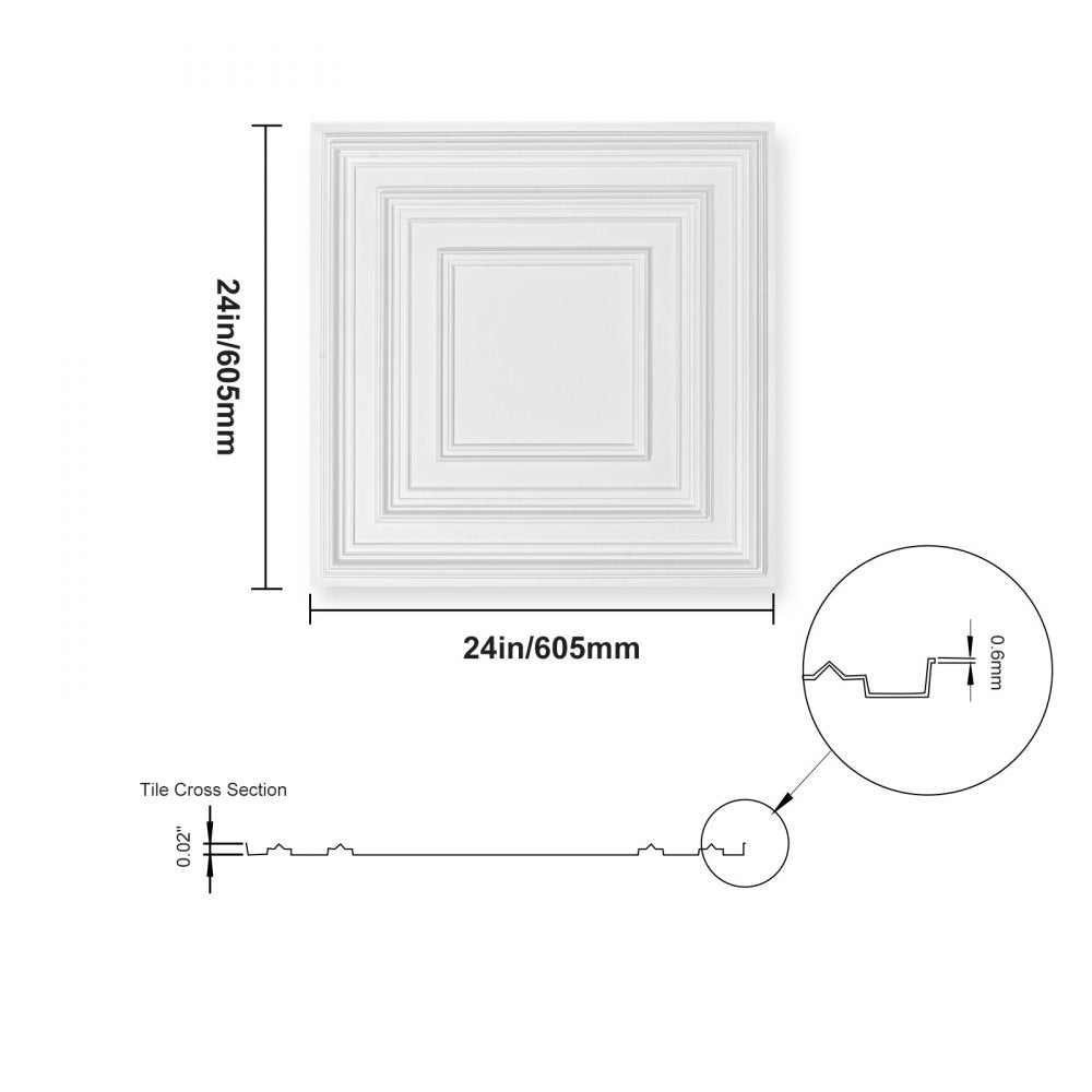 DH-01 - Waterproof 24x24 PVC Ceiling Tiles, Easy Install & Paintable Design