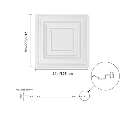 DH-01 - Waterproof 24x24 PVC Ceiling Tiles, Easy Install & Paintable Design