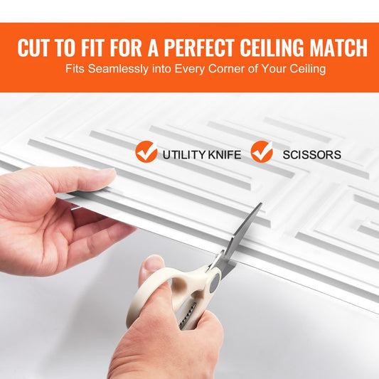 DH-03 - Waterproof White Ceiling Tiles, 24 x 24 in, Easy Install & Customizable