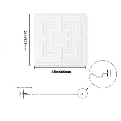 DH-03 - Waterproof White Ceiling Tiles, 24 x 24 in, Easy Install & Customizable