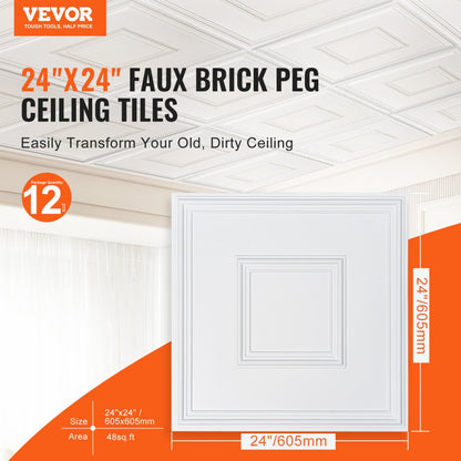 DH-02 - Waterproof 24x24" PVC Ceiling Tiles, Paintable & Easy Install