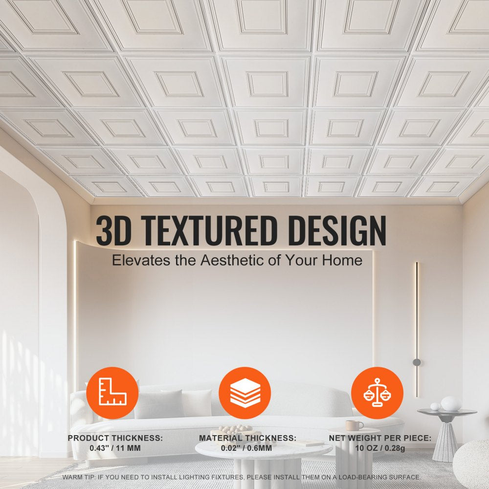 DH-02 - Waterproof 24x24" PVC Ceiling Tiles, Paintable & Easy Install