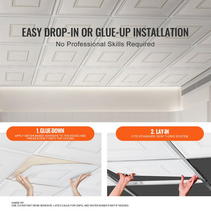 DH-02 - Waterproof 24x24" PVC Ceiling Tiles, Paintable & Easy Install