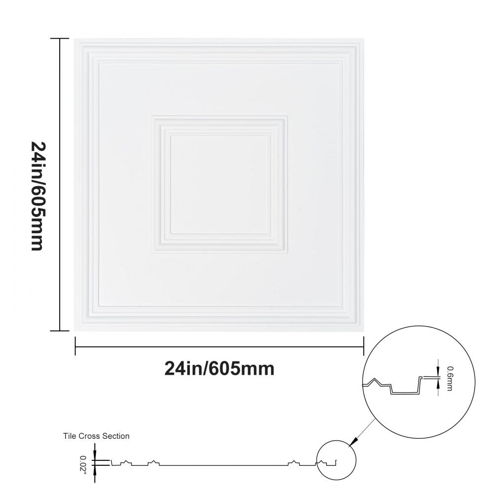 DH-02 - Waterproof 24x24" PVC Ceiling Tiles, Paintable & Easy Install
