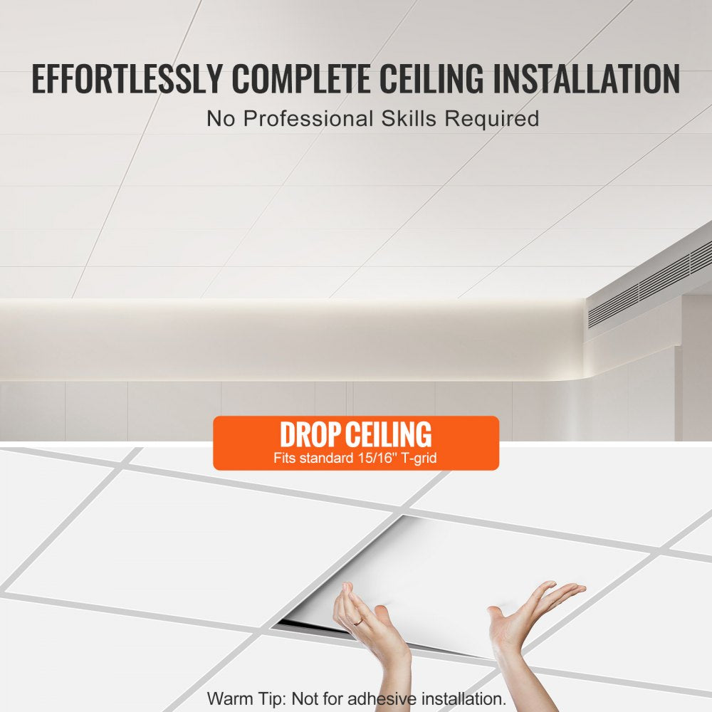 YG-01 - 12-Pack Waterproof 24"x24" Paintable PVC Ceiling Tiles