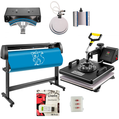 53 Inch - 6 in 1 Heat Press & Vinyl Cutter Set for Custom Designs