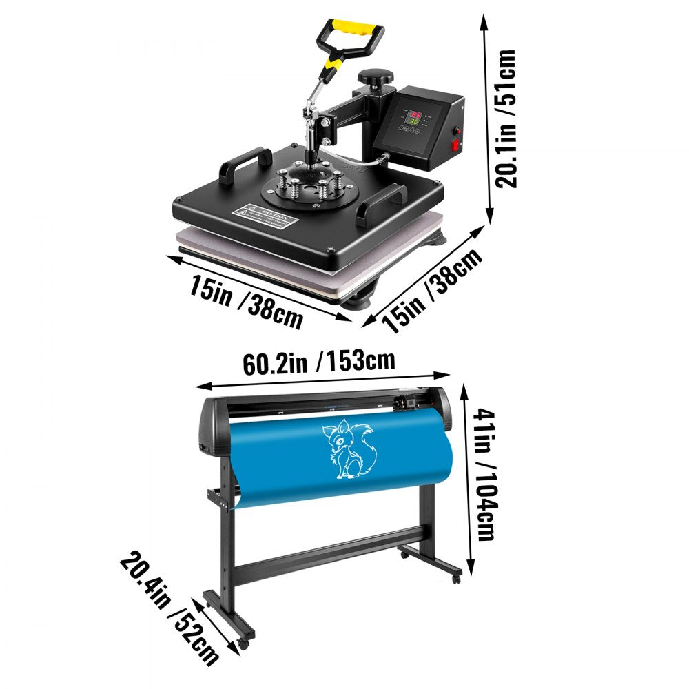 53 Inch - 6 in 1 Heat Press & Vinyl Cutter Set for Custom Designs