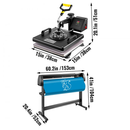 53 Inch - 6 in 1 Heat Press & Vinyl Cutter Set for Custom Designs