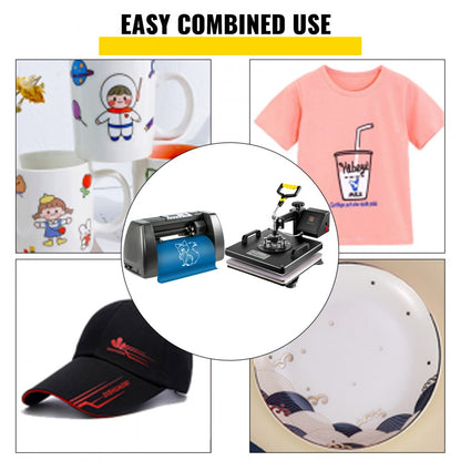 14 Inch - Vinyl Cutter & Heat Press for Custom Graphics Transfers