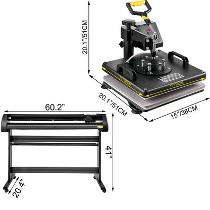 010253595920 - 15" x 15" 8-in-1 Heat Press & Vinyl Cutter Kit