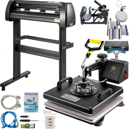 010836069452 - 15x15 Heat Press & 28 Vinyl Cutter Set for Custom Creations