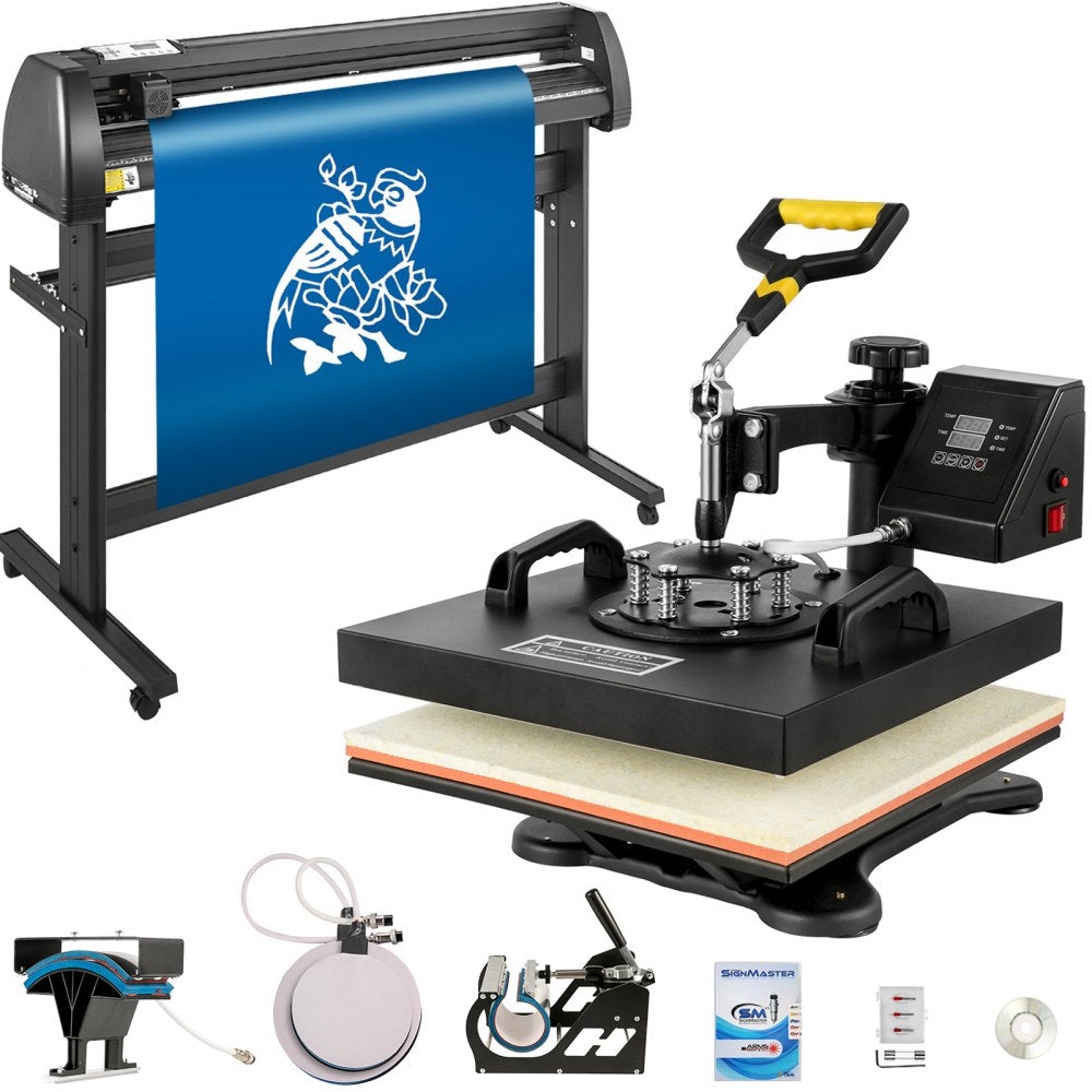 15" x 15" Heat Press & 53" Vinyl Cutter - Professional Printing & Cutting Kit