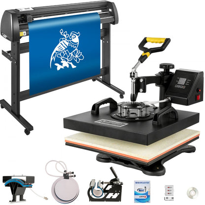 15" x 15" Heat Press & 53" Vinyl Cutter - Professional Printing & Cutting Kit