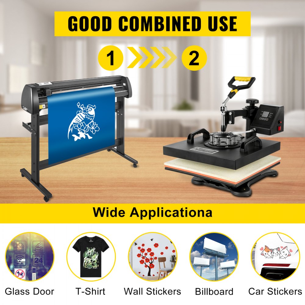 15" x 15" Heat Press & 53" Vinyl Cutter - Professional Printing & Cutting Kit