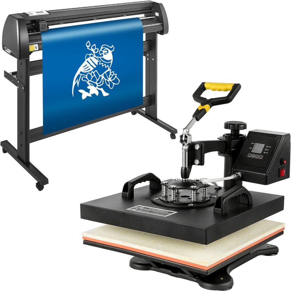 15" x 15" Heat Press & 53" Vinyl Cutter - Professional Printing & Cutting Kit