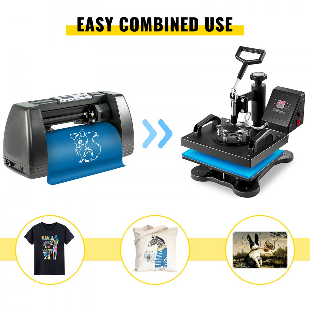 14 Inch - 12"x10" Heat Press & 14" Vinyl Cutter Bundle