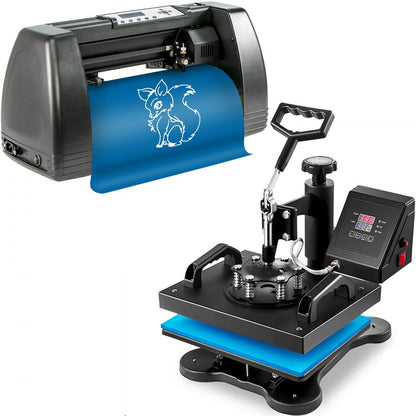14 Inch - 12"x10" Heat Press & 14" Vinyl Cutter Bundle