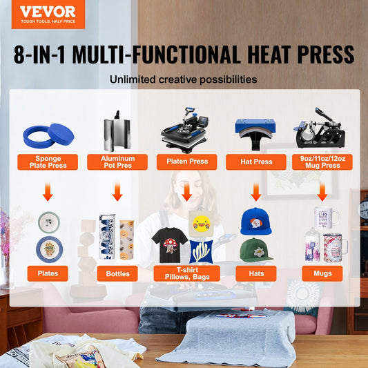 010913280048 - 15x15 Heat Press Machine with Dual-Layer Insulation