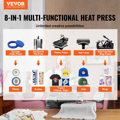 010226840673 - 15" x 15" Double-Tube Heat Press for T-Shirts & More