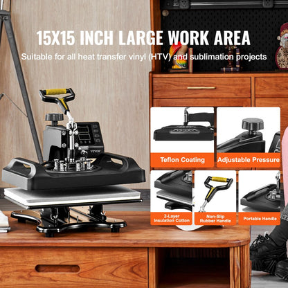 010226840673 - 15" x 15" Double-Tube Heat Press for T-Shirts & More