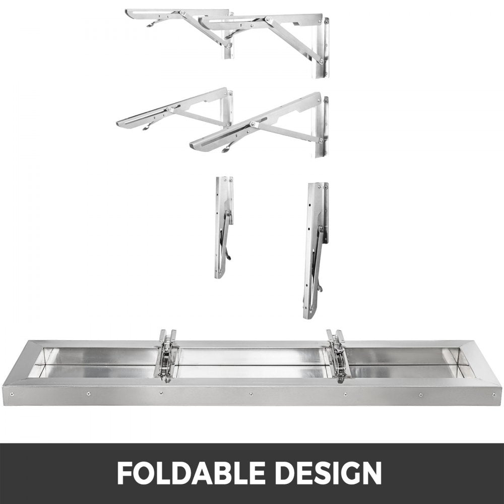 010819978477 - 48" x 12" Stainless Steel Folding Shelf for Concession Stands